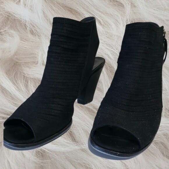 Paul Green 543 5135-12 Black Leather Peep-Toe Booties – US Size 7 - Picture 3 of 9